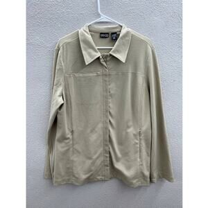 Womens New York & Company Tan Long Sleeve Zip Up Jacket Size XL